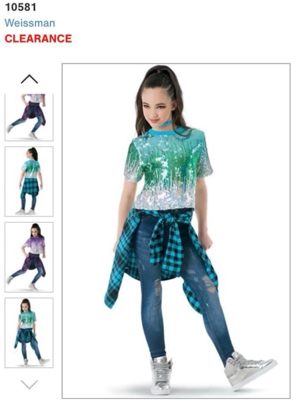 Weissman Girls' Green Sequin Short-Sleeve Top